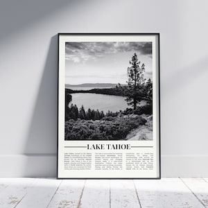 Lake Tahoe Black and White Poster, Lake Tahoe Print, Lake Tahoe Wall Art, Lake Tahoe Photo, Lake Tahoe Gift, United States, Version 2