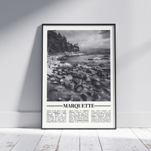 Marquette Black and White Poster, Marquette Print, Marquette Wall Art, Marquette Gift, Marquette Photo, United States Poster, Michigan
