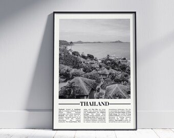 Thailand Black and White Poster, Thailand Print, Thailand Wall Art, Thailand Gift, Thailand Photo, Thai Art, Thai Gift, Version 2