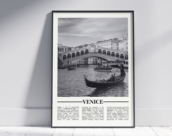 Venice Black and White Poster, Venice Print, Venice Wall Art, Venice Gift, Venice Photo, Italy Art, Italy Gift, Italy Poster, Venezia