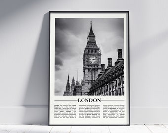 London Black and White Poster, London Print, London Wall Art, London Gift, London Photo, England Art, England Gift, England Poster, UK
