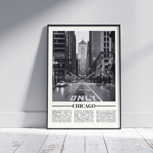 Chicago Schwarzweiß Poster, Chicago Druck, Chicago Wand Kunst, Chicago Geschenk, Chicago Foto, USA Poster, USA Geschenk, Version 1