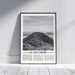 El Salvador Black and White Poster, El Salvador Print, El Salvador Wall Art, El Salvador Gift, El Salvador Photo, El Salvador Home Decor