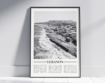 Lebanon Black and White Poster, Lebanon Print, Lebanon Wall Art, Lebanon Gift, Lebanon Photo, Lebanon Home Decor, Lebanese, Version 1