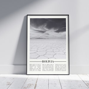 Bolivia Black and White Poster, Bolivia Print, Bolivia Wall Art, Bolivia Gift, Bolivia Photo, Bolivia Home Decor, Version 1