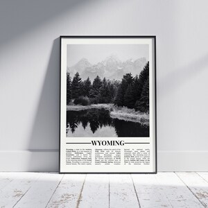 Affiche noir et blanc du Wyoming, Impression du Wyoming, Art mural du Wyoming, Cadeau du Wyoming, Photo du Wyoming, Affiche des États-Unis, Cadeau des États-Unis