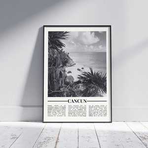 Cancun Black and White Poster, Cancun Print, Cancun Wall Art, Cancun Gift, Cancun Photo, Mexico Poster, Mexico Gift