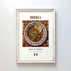 Birria-poster, traditioneel Mexicaans eten muurkunst, keuken- en cafédecor, perfect cadeau voor fijnproevers, fijnproevers, Birria-print