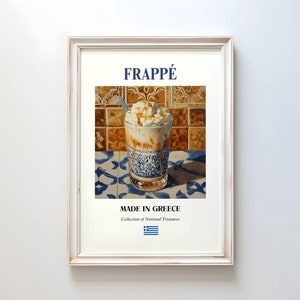 Frappe Poster, Traditional Greek Drink Wall Art, Kitchen & Café Decor, Perfect Gift for Foodies, Food lover, Frappe Print