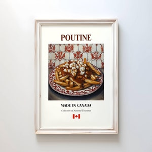 Póster de poutine, arte mural de comida tradicional canadiense, decoración de cocina y cafetería, regalo perfecto para amantes de la comida, impresión de poutine