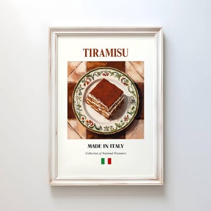 Póster de tiramisú, arte mural de comida tradicional italiana, decoración de cocina y cafetería, regalo perfecto para amantes de la comida, impresión de tiramisú