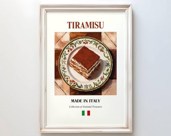 Tiramisu Poster, Traditional Italian Food Wall Art, Kitchen & Café Decor, Perfect Gift for Foodies, Food lover, Tiramisu Print