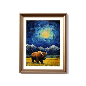 Peinture numérique inspirée de Wyoming Van Gogh, impression de voyage du Wyoming, affiche du Wyoming, décor du Wyoming, style artistique du Wyoming Van Gogh