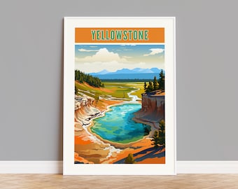 Yellowstone National Park Travel Poster, Yellowstone Print, Yellowstone Wall Art, Yellowstone Artwork, Yellowstone Gift, Wyoming Print