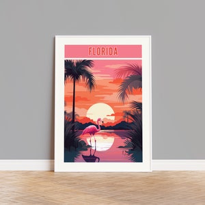 Florida Travel Poster, Florida Print, Florida Wall Art, Florida Artwork, Florida Gift, Florida Custom Print, Florida Photo, Flamingo Print