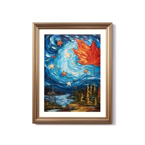 Canada Van Gogh-Inspired Digital Painting, Canada Travel Print, Canada Poster, Canada Decor, Canada Van Gogh Style Art