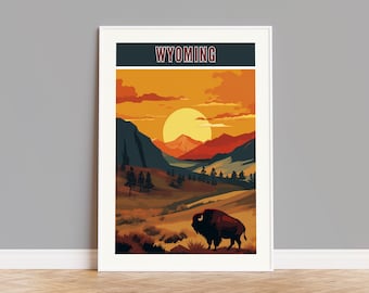 Wyoming Travel Poster, Wyoming Print, Wyoming Wall Art, Wyoming Artwork, Wyoming Gift, Wyoming Custom Print, Wyoming Photo, United States