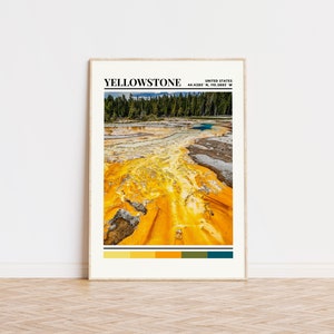 Yellowstone Poster, Yellowstone Print, Yellowstone Art, Yellowstone Travel Poster, Yellowstone Wall Decor, Yellowstone National Park Gift
