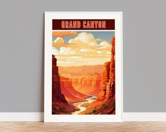 Grand Canyon National Park Travel Poster, Grand Canyon Print, Grand Canyon Wall Art, Grand Canyon Artwork, Grand Canyon Gift, Arizona Print