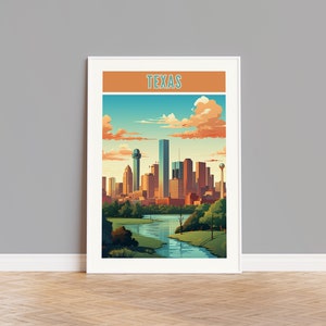 Texas Travel Poster, Texas Print, Texas Wall Art, Texas Artwork, Texas Gift, Texas Custom Print, Texas Photo, Houston Poster Print
