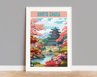 South Korea Travel Poster, South Korea Print, South Korea Wall Art, South Korea Gift, South Korea Photo, South Korea Map, South Korea Map