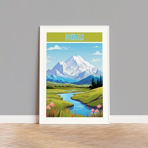 Denali National Park Travel Poster, Denali Print, Denali Wall Art, Denali Artwork, Denali Gift, Denali Custom Print, Alaska Print