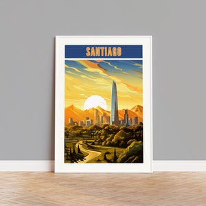 Santiago Reise Poster, Santiago Print, Santiago Wandkunst, Santiago Kunstwerk, Santiago Wanddekor, Santiago Geschenk, Chile Custom Print