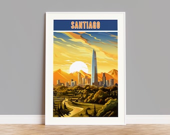 Cartel de viaje de Santiago, Impresión de Santiago, Arte de la pared de Santiago, Obra de arte de Santiago, Decoración de la pared de Santiago, Regalo de Santiago, Impresión personalizada de Chile