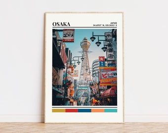 Osaka Poster, Osaka Print, Osaka Art, Osaka Travel Poster, Osaka Wall Decor, Osaka Gift Custom City Print, Japan Gift, Japan Art, Japan