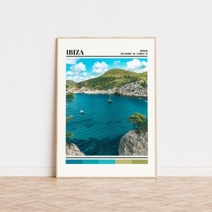 Cartel de Ibiza, impresión de Ibiza, arte de Ibiza, cartel de viaje de Ibiza, decoración de pared de Ibiza, regalo de Ibiza, impresión de ciudad personalizada de Ibiza, impresión de España, cartel de España