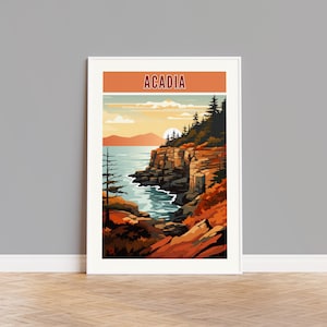 Acadia National Park Travel Poster, Acadia Print, Acadia Wall Art, Acadia Artwork, Acadia Gift, Acadia Custom Print, Maine Print