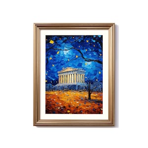 Griechenland Van Gogh-inspirierte digitale Malerei, Griechenland Reise Druck, Griechenland Poster, Griechenland Dekor, Griechenland Van Gogh Stil Art