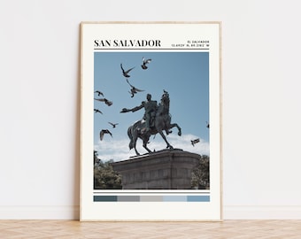 San Salvador Poster, San Salvador Print, San Salvador Art, San Salvador Travel Poster Wall Decor, San Salvador Custom City Print El Salvador