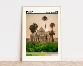 Cartel de la India, Impresión de la India, Arte de la India, Cartel de viaje de la India, Decoración de la pared de la India, Decoración del hogar de la India, Impresión de viaje personalizada de regalo de la India, India, Asia