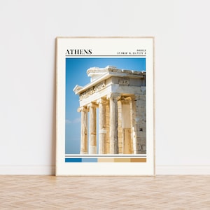 Cartaz de Atenas, impressão de Atenas, arte de Atenas, pôster de viagem de Atenas, decoração de parede de Atenas, presente de Atenas, impressão personalizada da cidade de Atenas, presente de pôster da Grécia