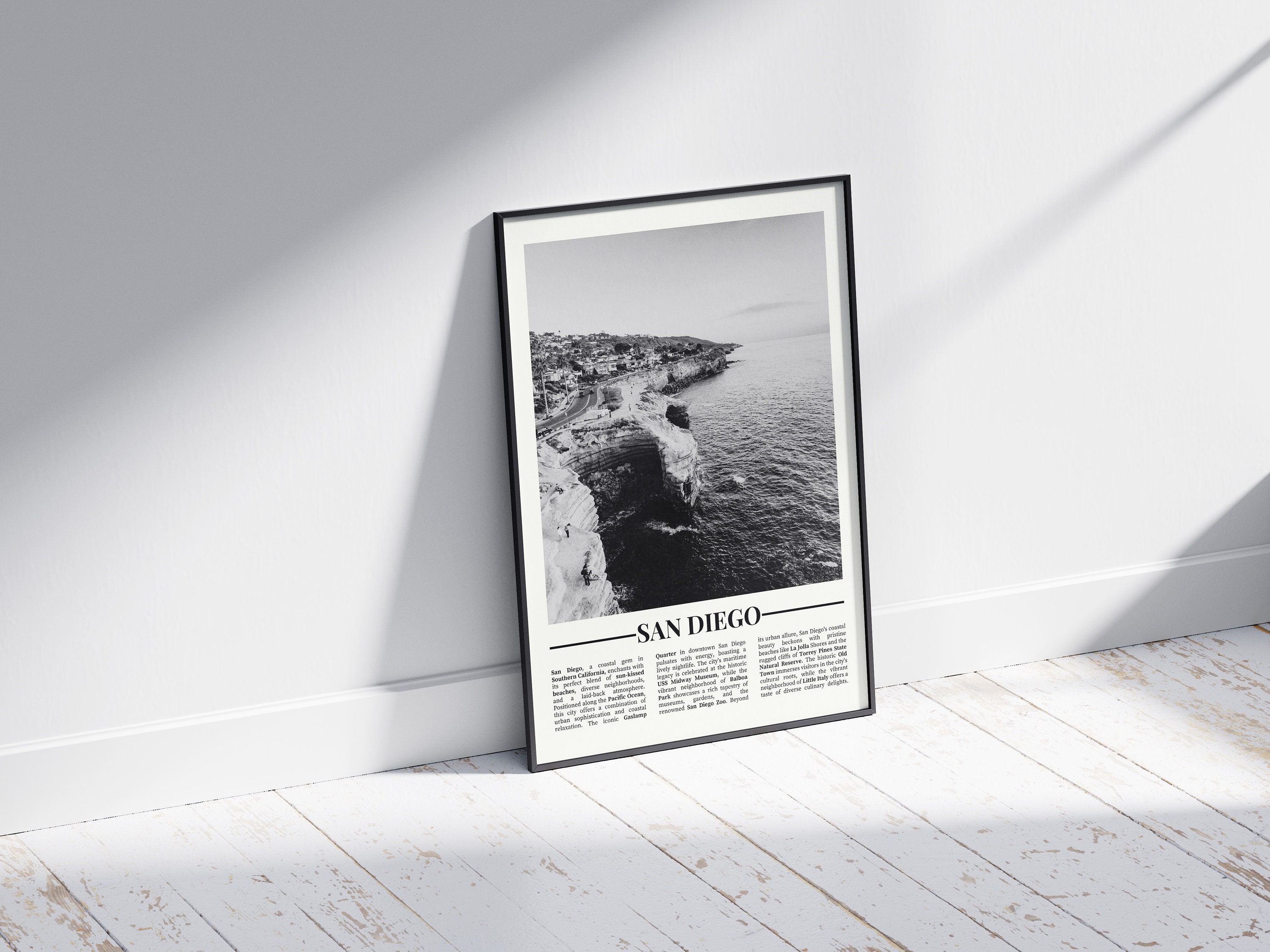 San Diego Black and White Poster, California Print, San Diego Wall Art ...
