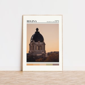Cartel de Regina, Impresión de Regina, Arte de Regina, Cartel de viaje de Regina, Decoración de pared de Regina, Regalo de Regina, Cartel de la ciudad personalizada de Canadá, Impresión de Canadá