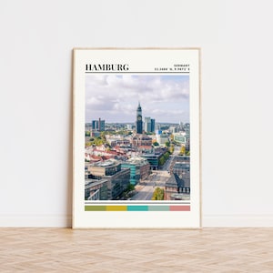 Hamburg Poster, Hamburg Print, Hamburg Art, Hamburg Travel Poster, Hamburg Wall Decor, Hamburg Gift Custom City Print, Germany Print