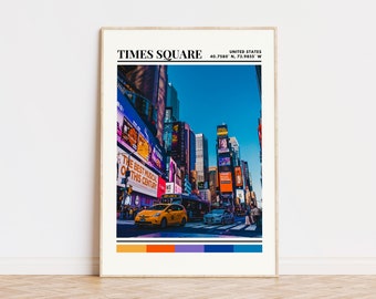 Cartel de Times Square, impresión de Times Square, arte de Times Square, cartel de viaje de Times Square, decoración de pared de Times Square, regalo de Times Square, Nueva York