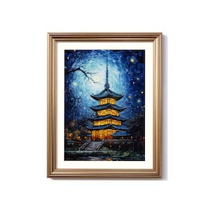 China Van Gogh-Inspired Digital Painting, China Travel Print, China Poster, China Decor, China Van Gogh Style Art