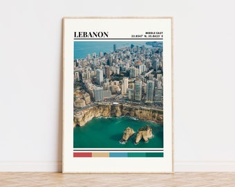 Lebanon Poster, Lebanon Print, Lebanon Art, Lebanon Travel Poster, Lebanon Wall Decor, Lebanon Gift, Lebanon Custom City Map Print