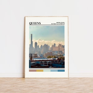 Queens Poster, Queens Print, Queens Art, Queens Travel Poster, Queens Wall Decor, Queens Gift, Queens Custom City Print, New York Print