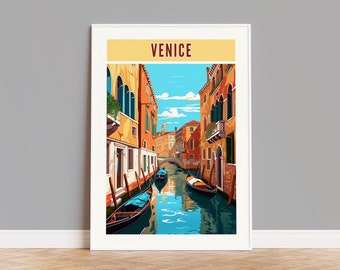 Reseaffisch för Venedig, Venedigtryck, Venedig väggkonst, Venedig konstverk, Venedig väggdekor, Venedig present, Venedig anpassat tryck, Venedig foto