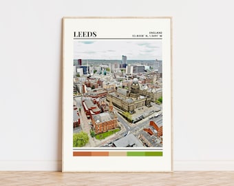 Leeds Poster, Leeds Print, Leeds Art, Leeds Travel Poster, Leeds Wall Decor, Leeds Gift, Leeds City Art, Leeds Souvenir, England Print