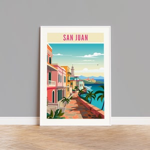 Poster di viaggio di San Juan, stampa di San Juan, arte della parete di San Juan, opere d'arte di San Juan, decorazione della parete di San Juan, regalo di San Juan, stampa personalizzata di San Juan