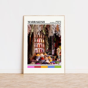 Affiche de Marrakech, impression de Marrakech, Art de Marrakech, affiche de voyage de Marrakech, décor de mur de Marrakech, impression de ville personnalisée de cadeau de Marrakech, Maroc