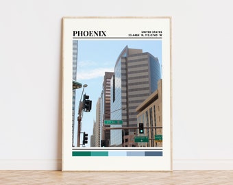 Phoenix Poster, Phoenix Print, Phoenix Art, Phoenix Travel Poster, Phoenix Wall Decor, Phoenix Gift, Custom City Print Arizona Present