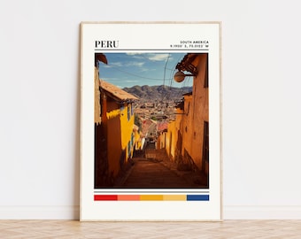 Cartel de Perú, Impresión de Perú, Arte de Perú, Cartel de viaje de Perú, Decoración de pared de Perú, Regalo de Perú, Impresión de ciudad personalizada de Perú, Perú, América del Sur