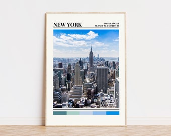 New York Poster, New York Print, New York Art,  New York Travel Poster, New York Wall Decor, New York Gift, Custom City Print