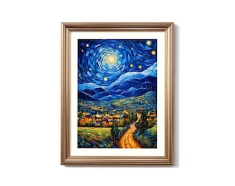Op Honduras Van Gogh-geïnspireerde digitaal schilderen, Honduras-reisafdruk, Honduras poster, Honduras decor, Honduras Van Gogh-stijl kunst